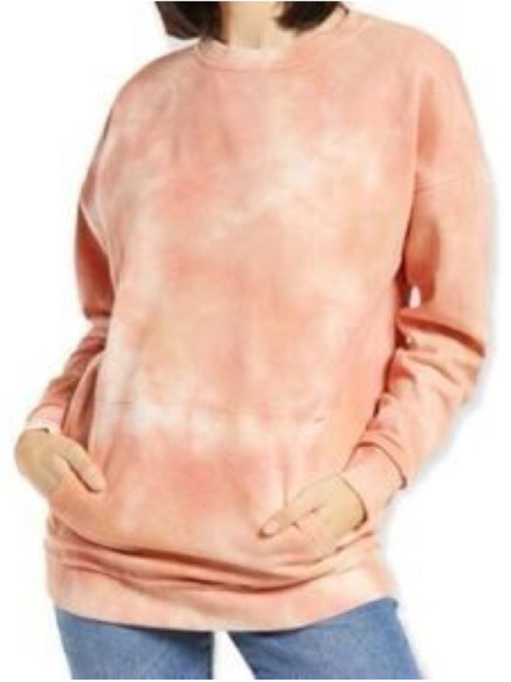 Nordstrom BP Pullover Sweatshirt XS Pink Brown White Orange Tie Dye